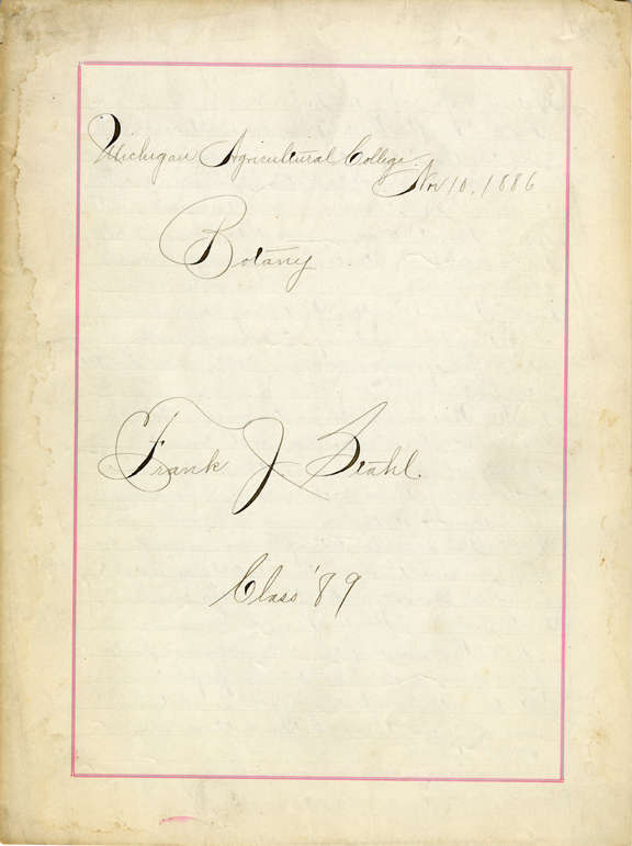 "Michigan Agricultural College Botany" report by Frank J. Stahl