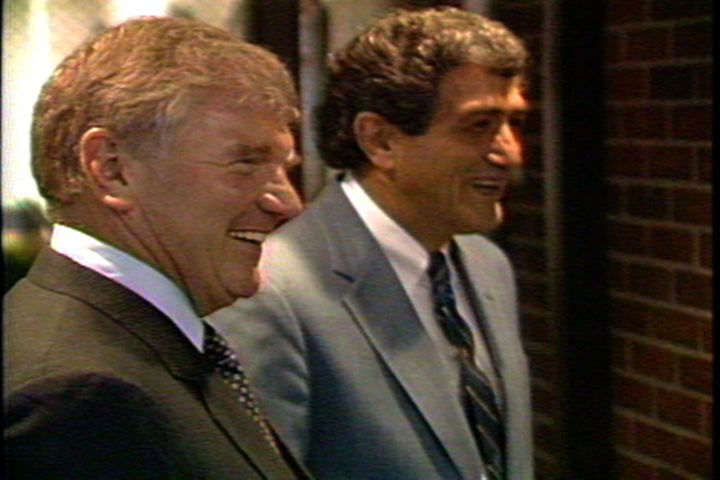George Perles and President DiBiaggio at Football Building