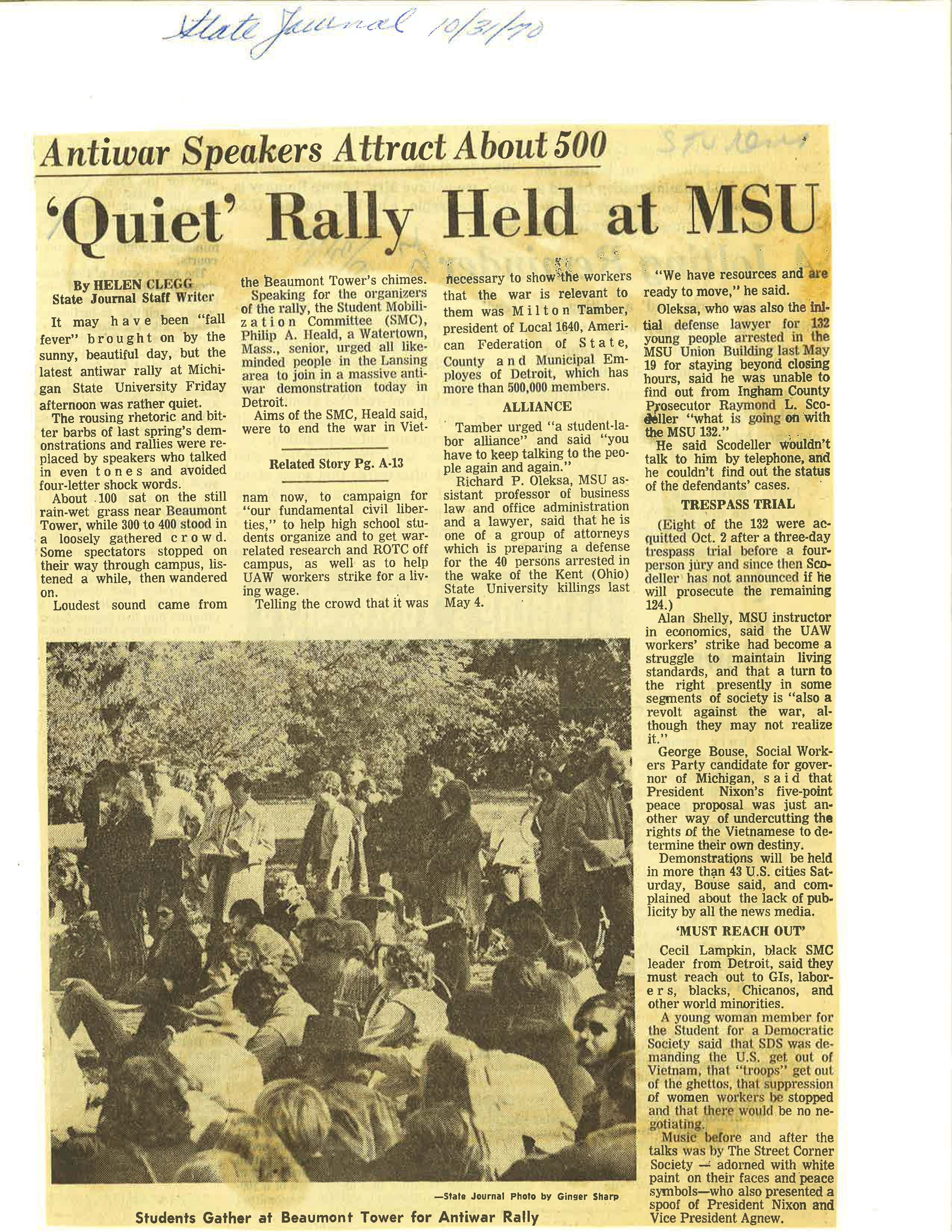 "Quiet" MSU Anti-War Rally