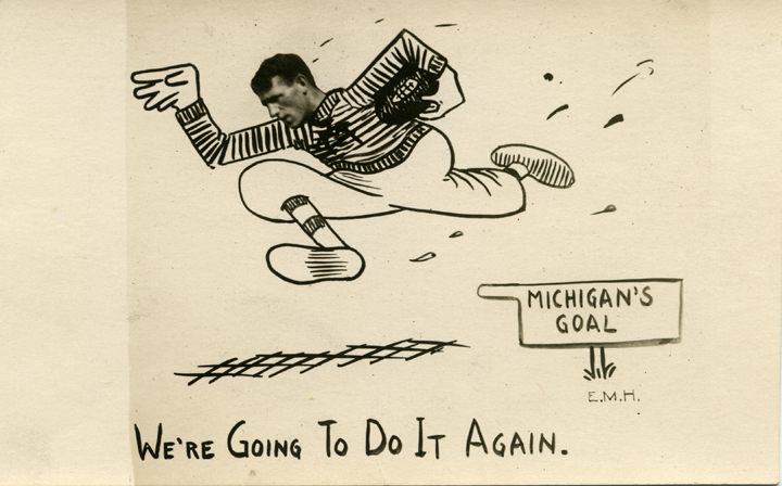 "We're Going To Do It Again" football postcard, ca. 1914