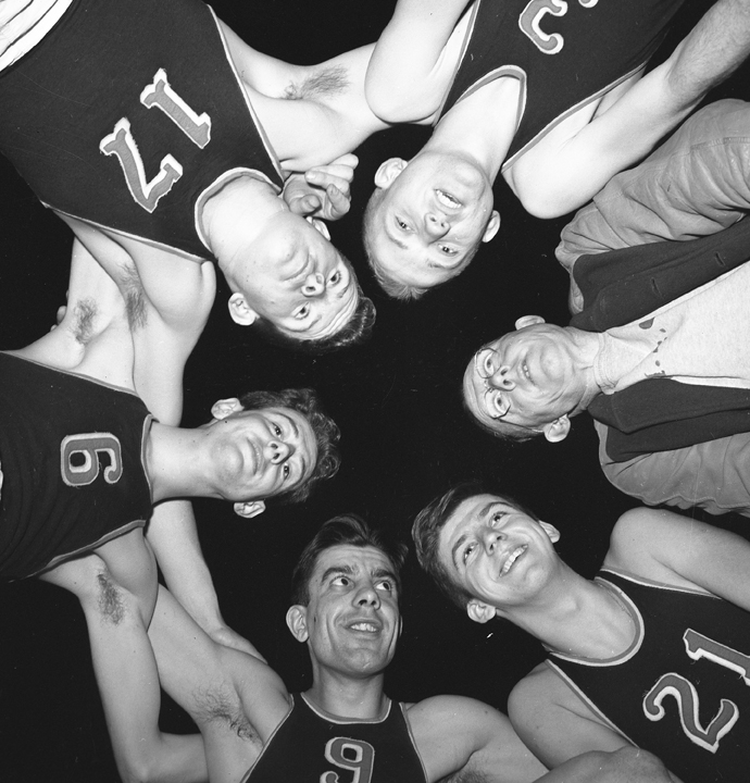 Basketball Huddle with Coach