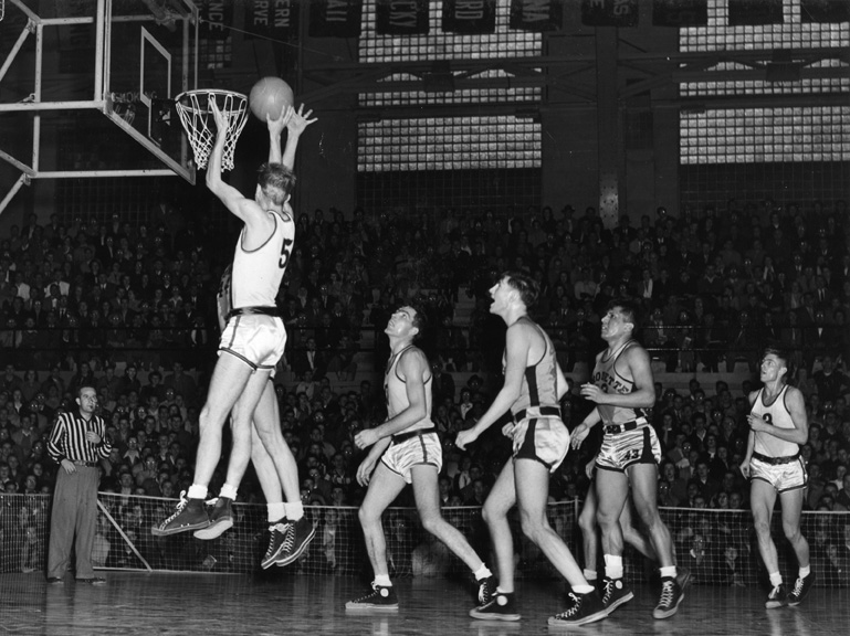 Michigan State Basketball Player about to Dunk
