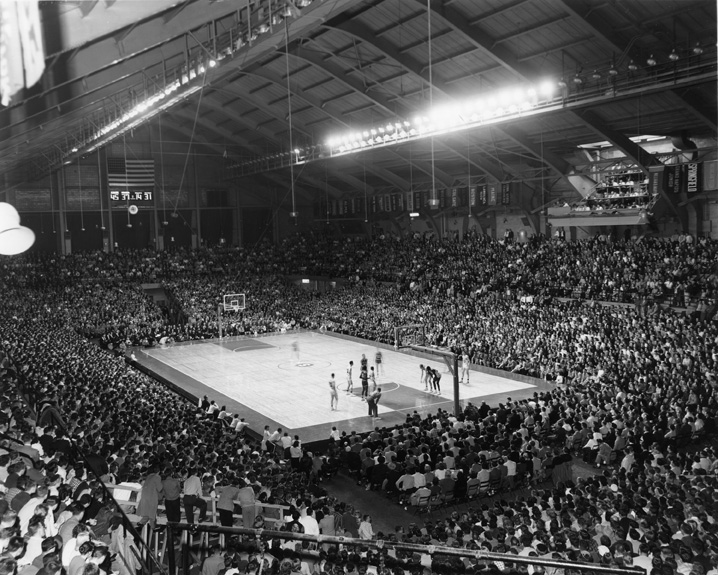 Free throw for Indiana during MSU vs. Indiana Basketball game, March 1957