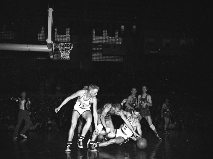 Basketball Game Action picture of MSC vs. Ohio State, February 13, 1952