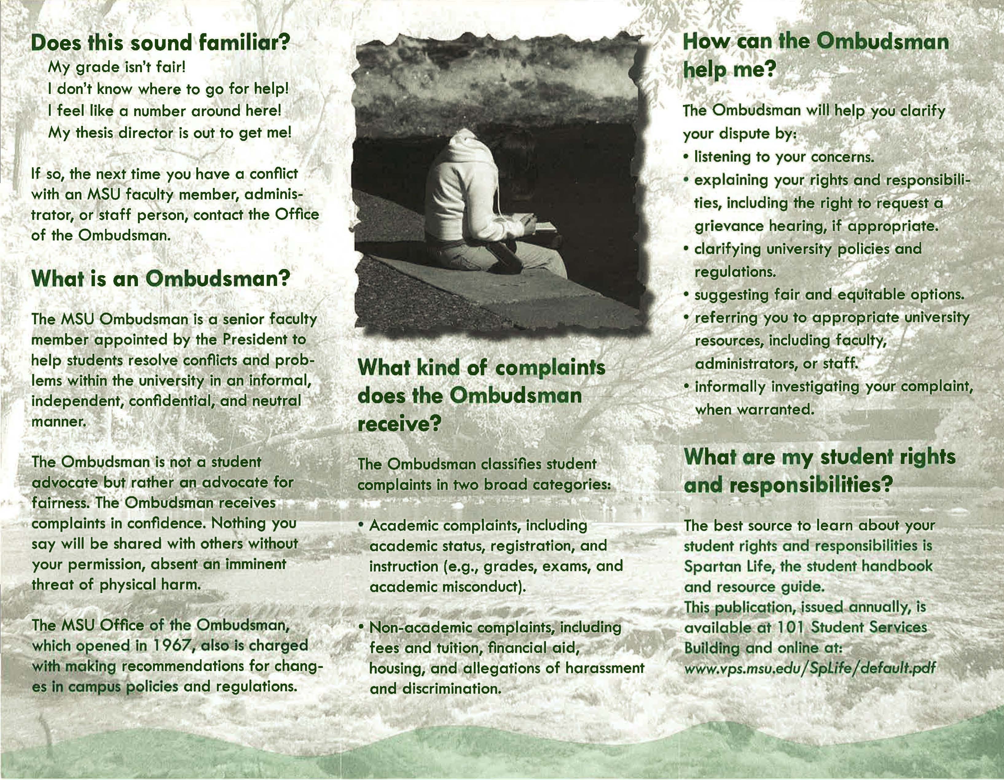 Office of the Ombudsman brochure, circa 2000