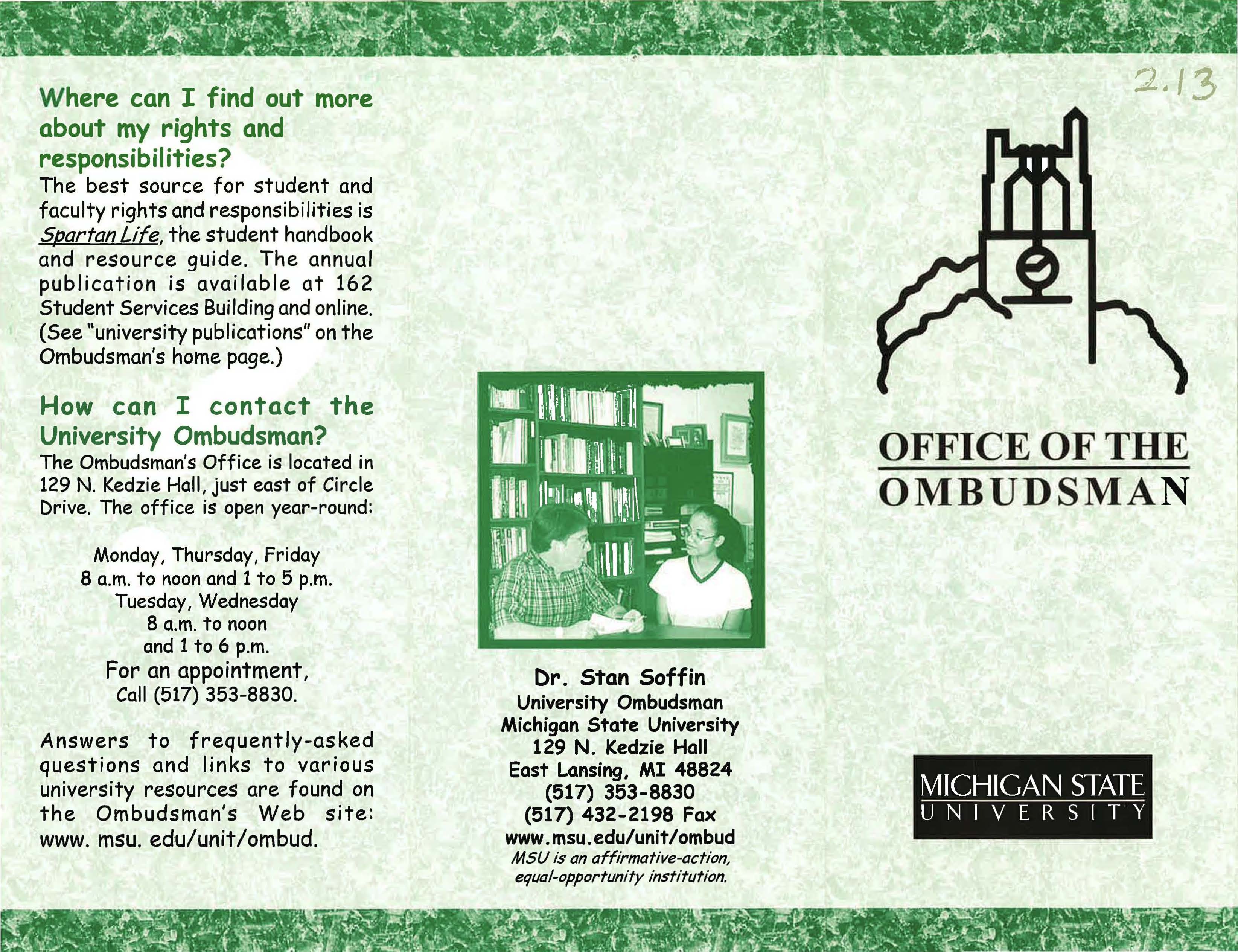 Office of the Ombudsman brochure, circa 2000