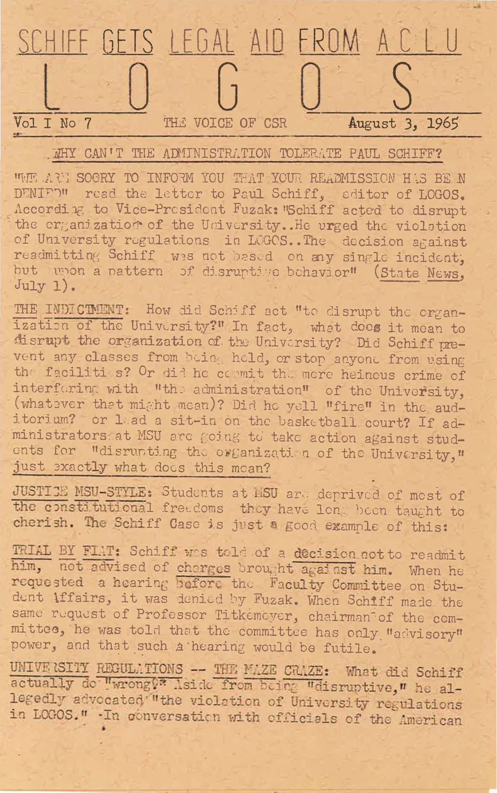 LOGOS, August 3, 1965