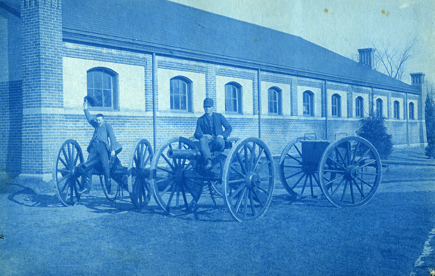 46. The Armory building and cannons, circa 1888.