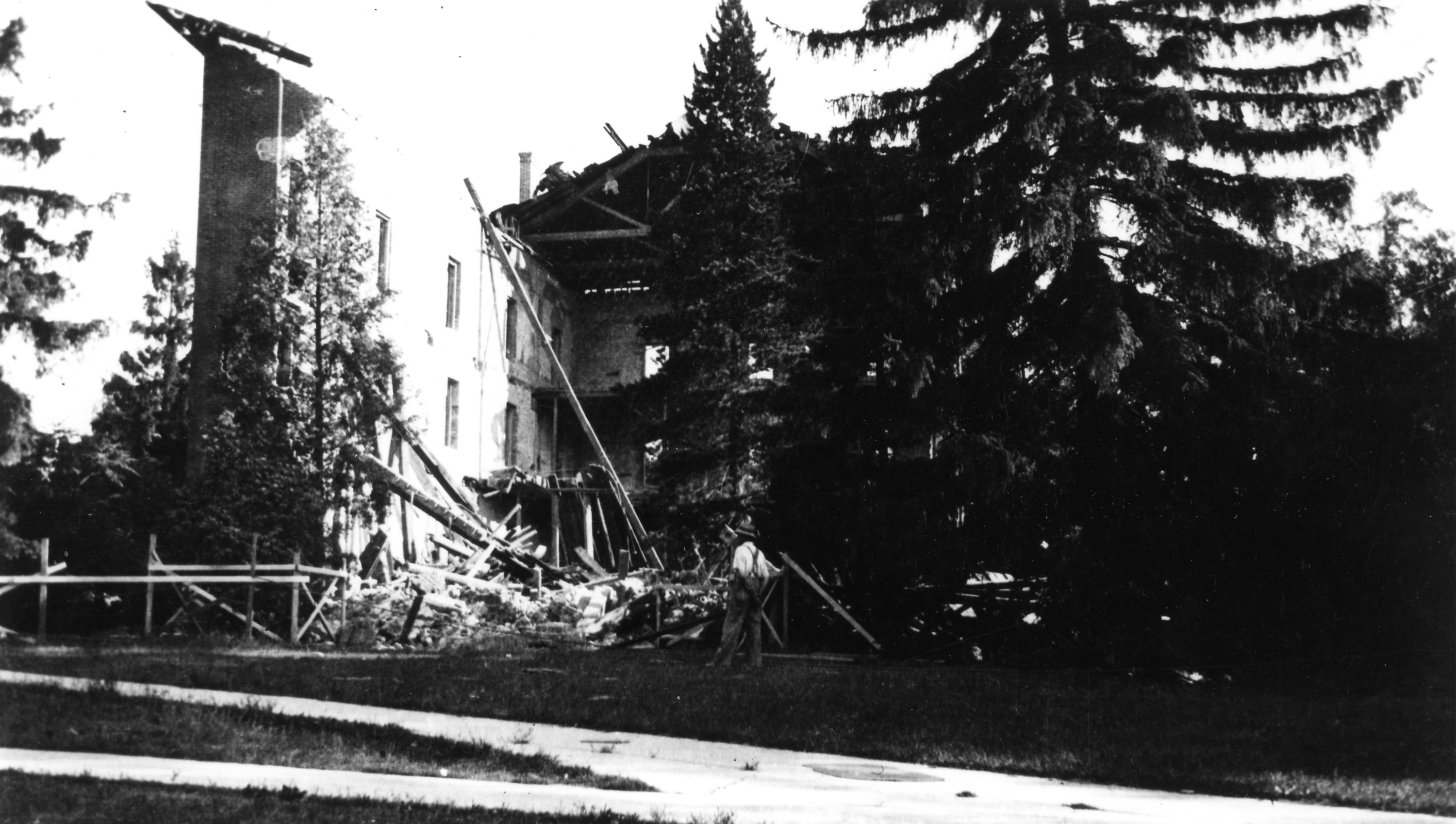 Inside View of a Gutted College Hall, August 1918