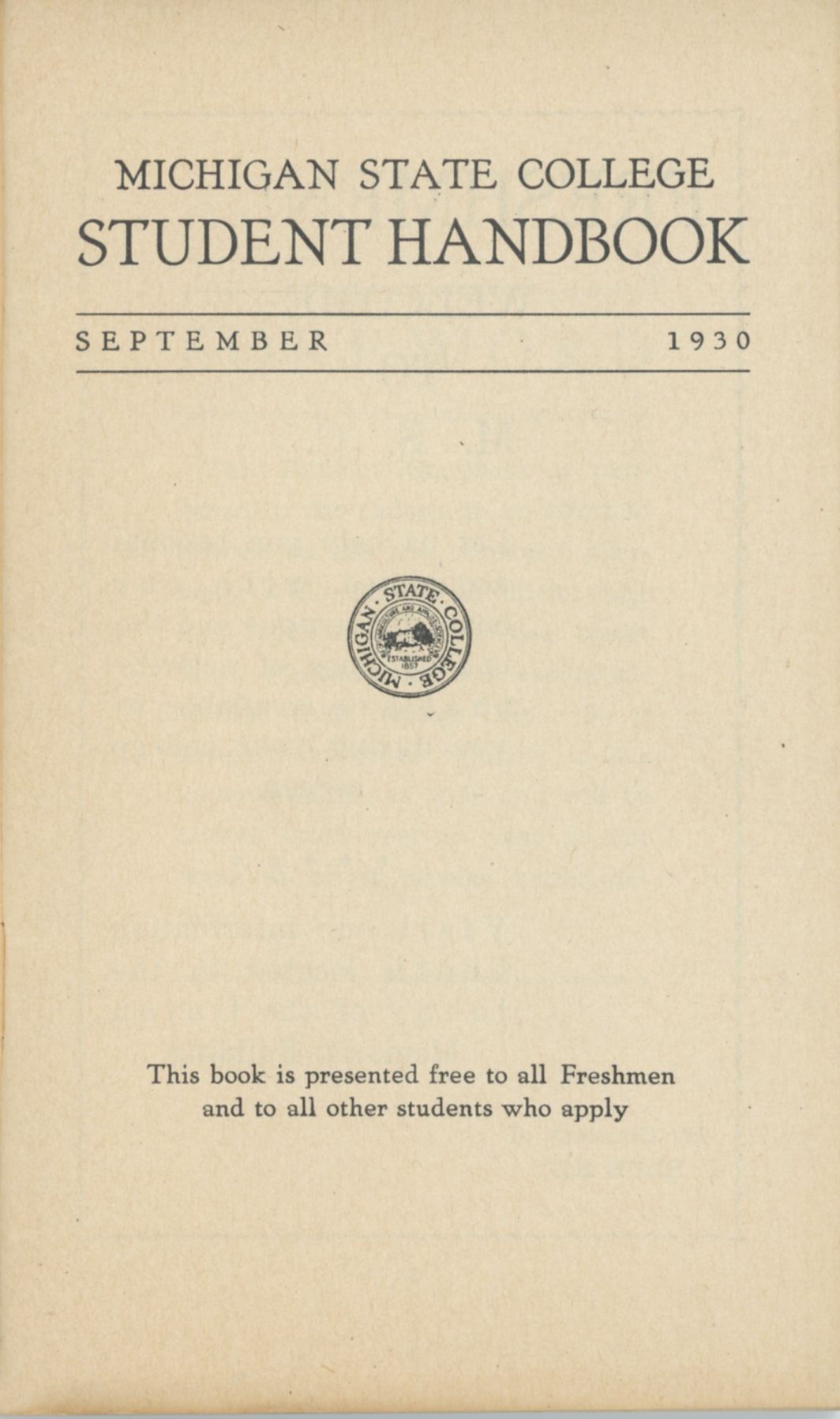 Student Handbook, 1930-1931