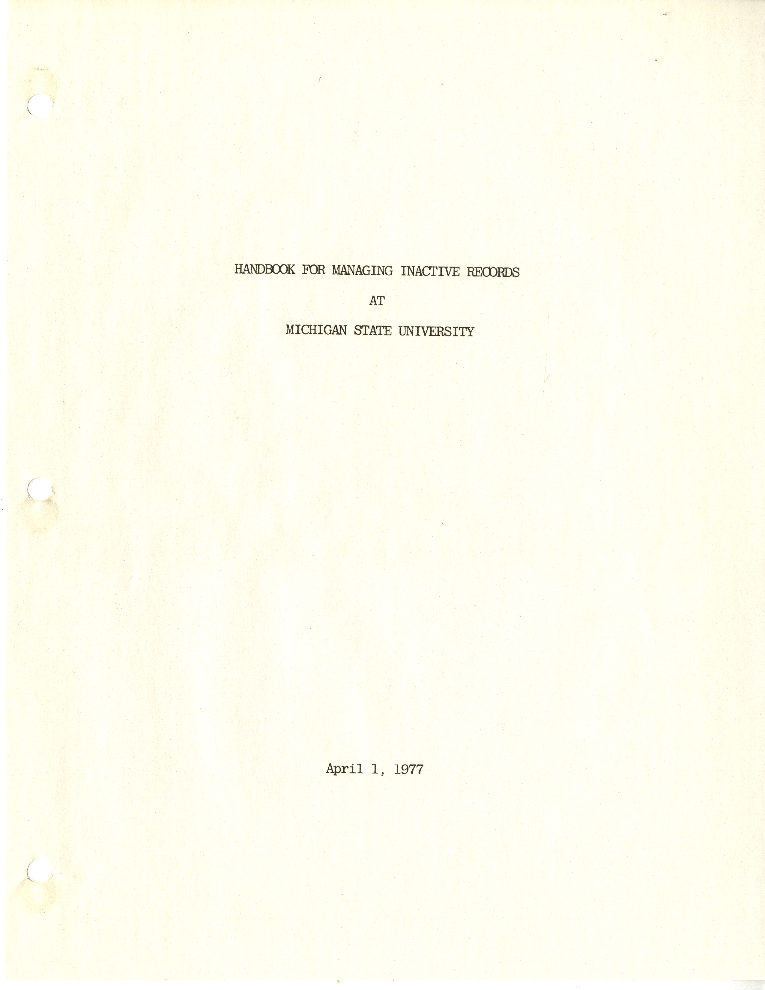(Retired) Records Management Handbook, 1977