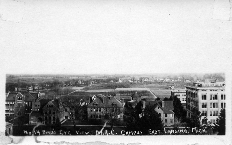 Bird's eye view of the M.A.C. campus looking east