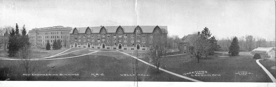 Panorama of the Engineering Building and Wells Hall