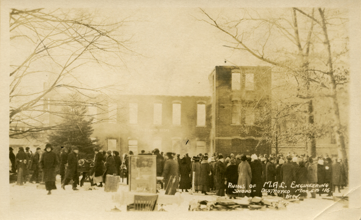 Engineering Shops after the fire, 1916