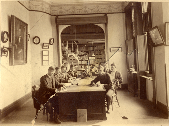The Library in Linton Hall, circa 1900