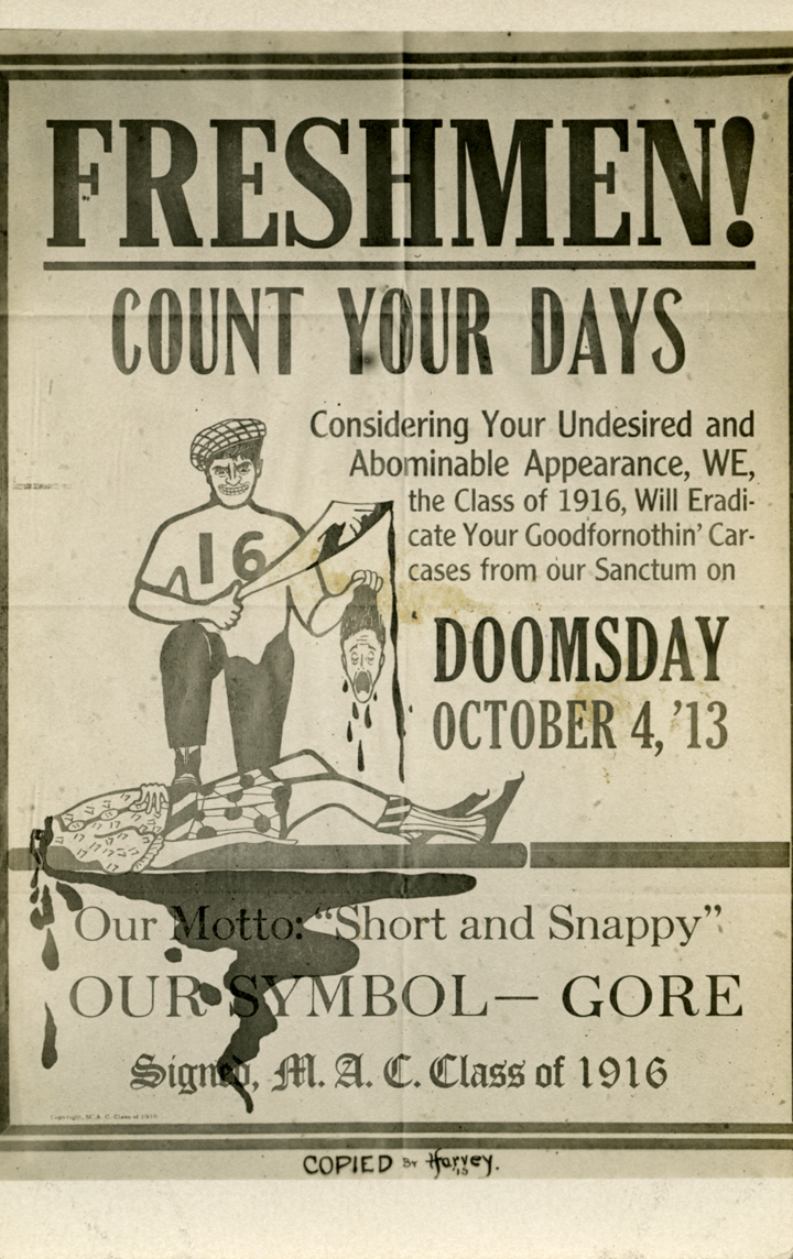 Class rivalry poster postcard, 1913