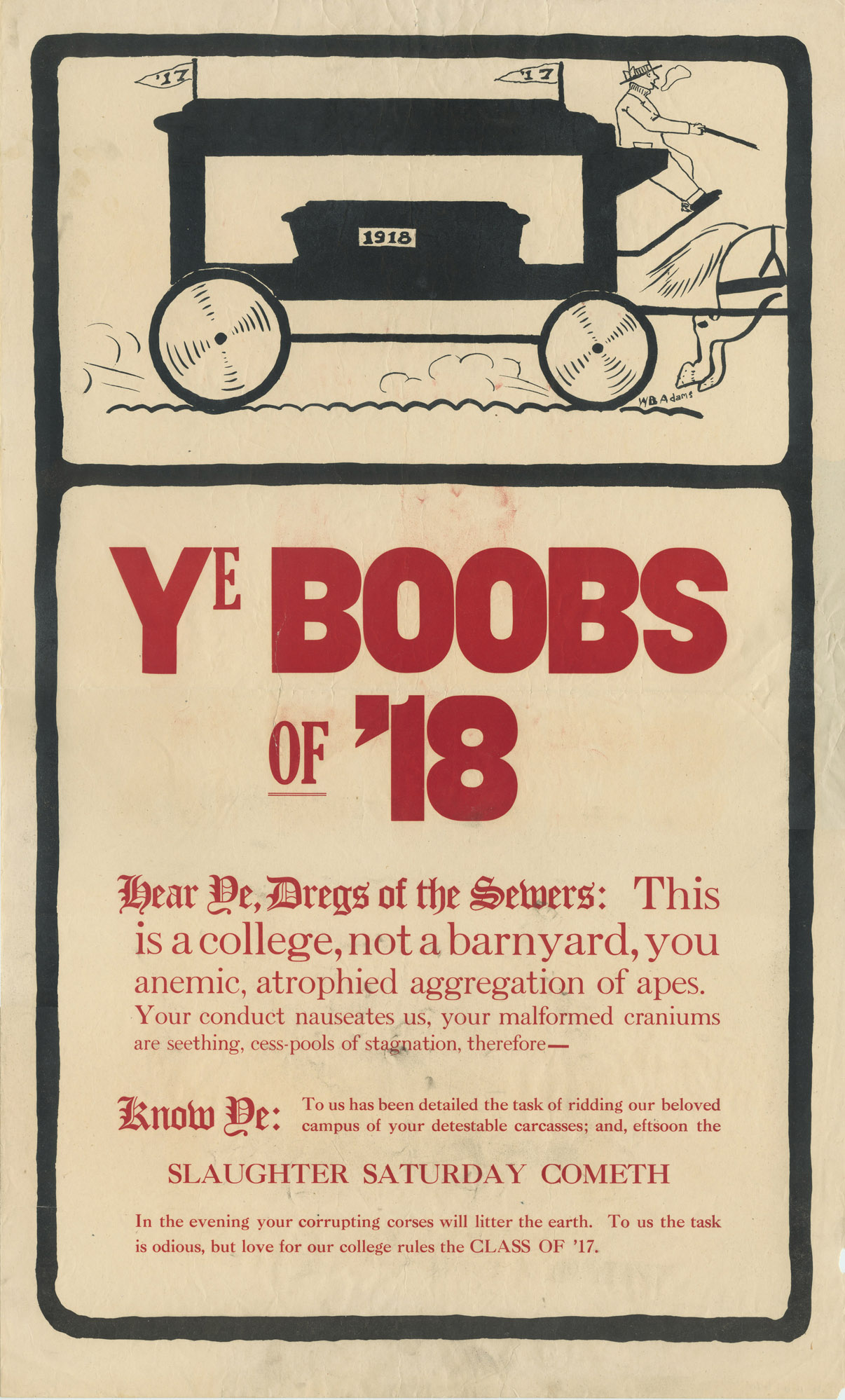 Hearse Class Rivalry Poster, 1914