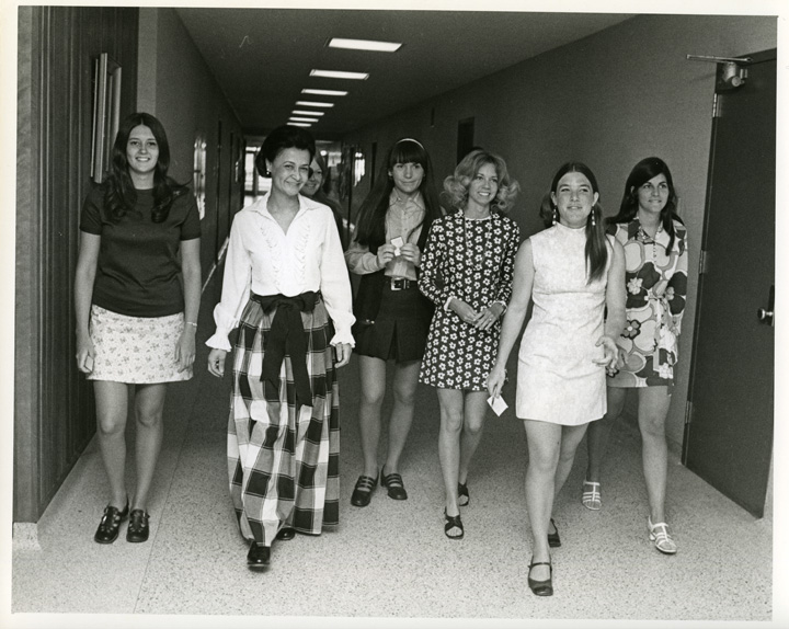 Dolores Wharton with female MSU students, 1970 Dolores Wharton with female MSU students, 1970