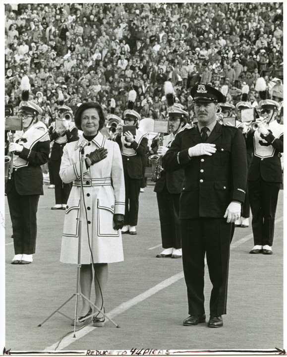 Dolores Wharton with Band Director Bloomquist, 1973
