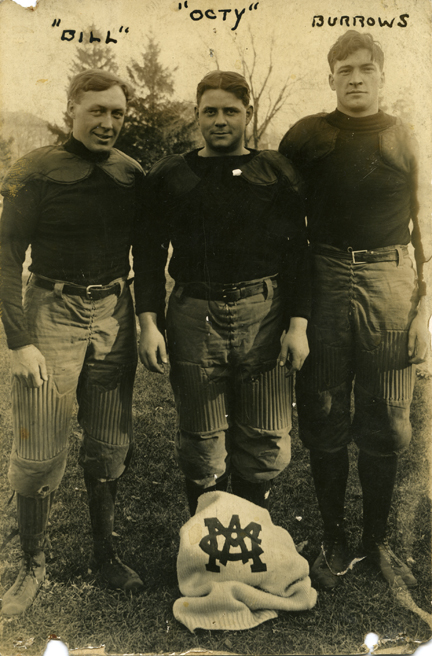 Three M.A.C. football players, circa 1900-1909