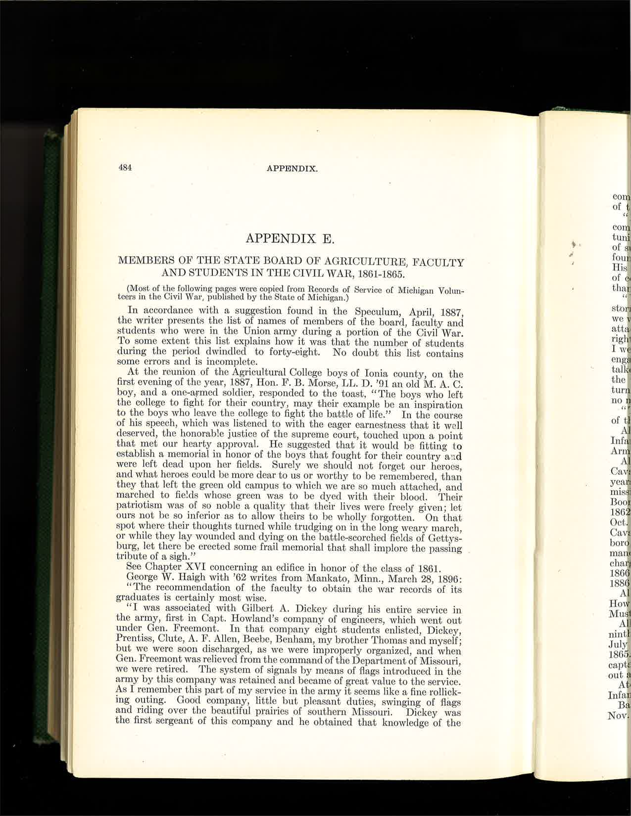 The History of Michigan Agriculture College, W.J. Beal - Appendix E