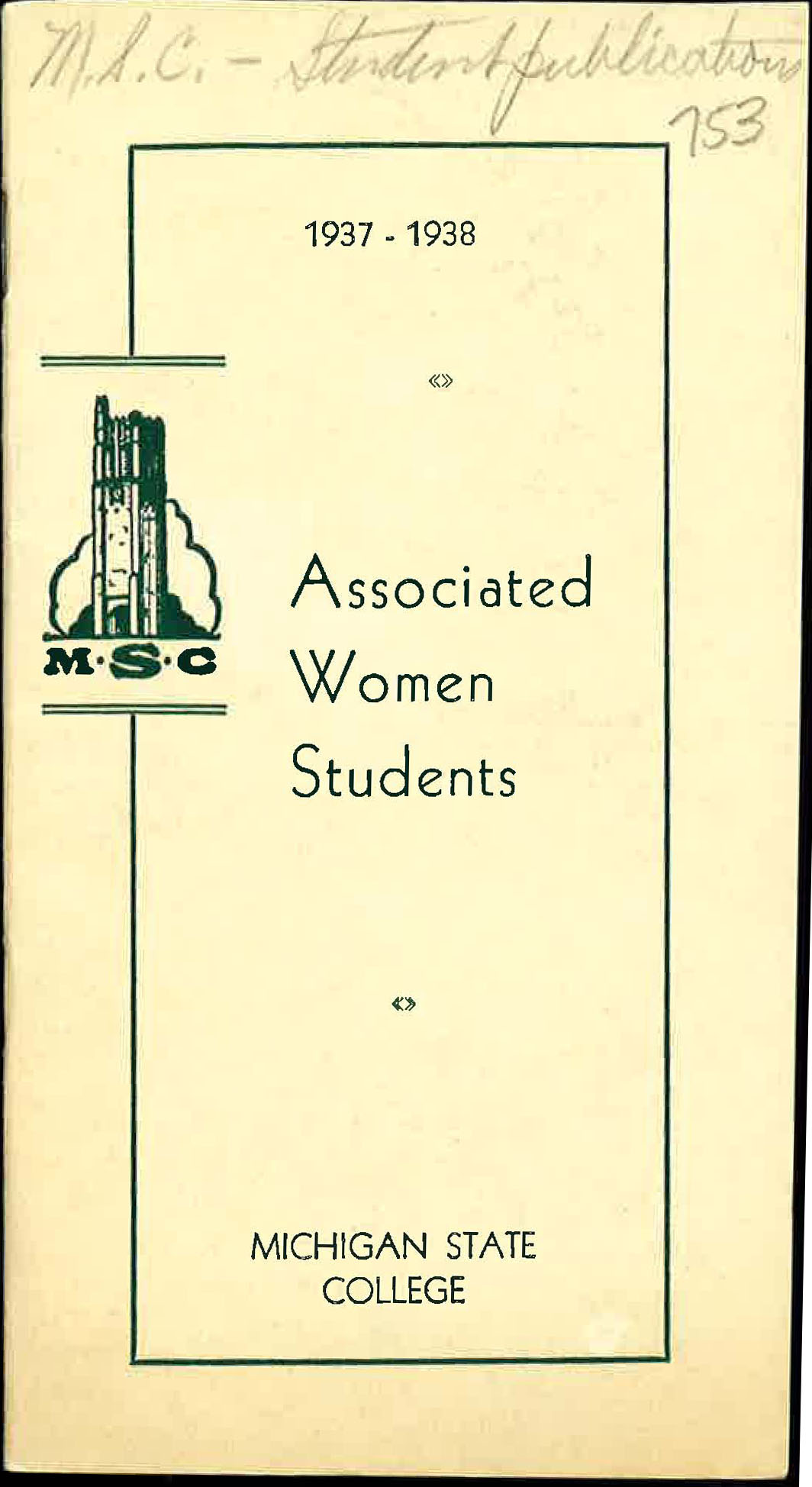 Associated Women Students Handbook, 1937-1938