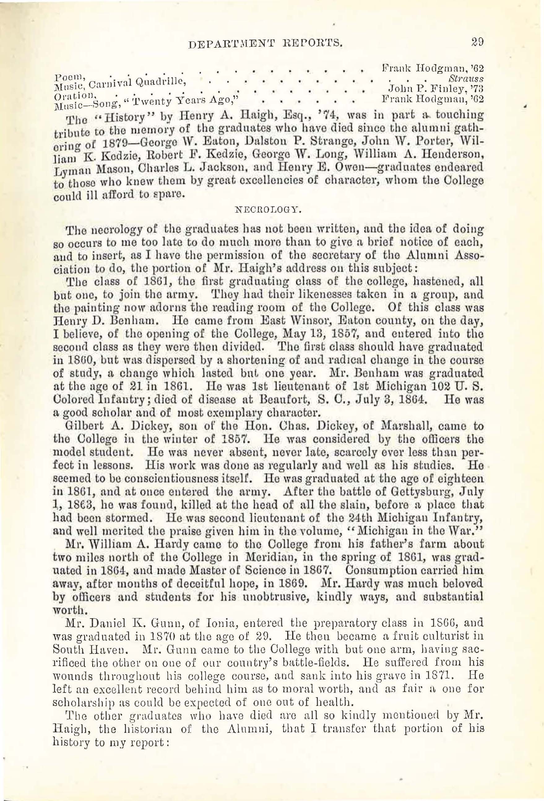 President's Annual Report (partial)