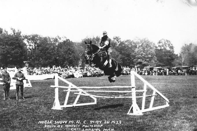 Cavalry competing in a horse show, 1923