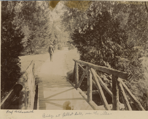 Professor Holdsworth near the bridge, 1896