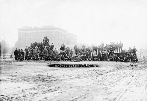 Students in a tractor short course, 1918