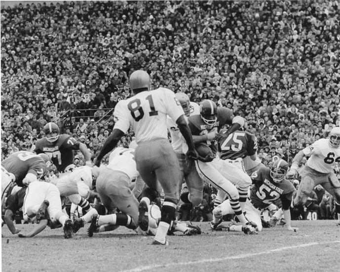 Thousands watching an MSU vs. Notre Dame football game, 1966