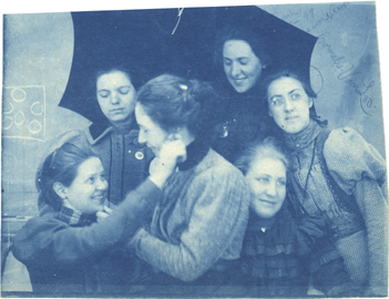 Six students pose for the camera, ca. 1901