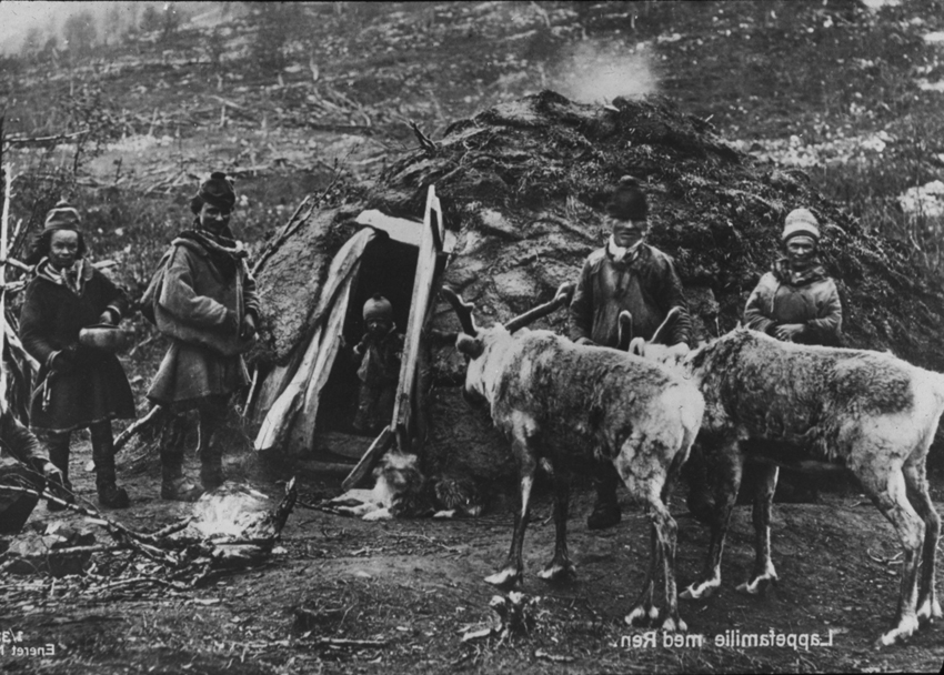 Rural Finnish family outside home, undated
