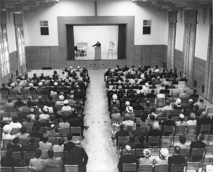 MSU President Hannah gives a speech, 1963