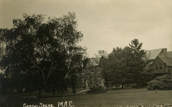 Wells Hall "Campus scene," date unknown