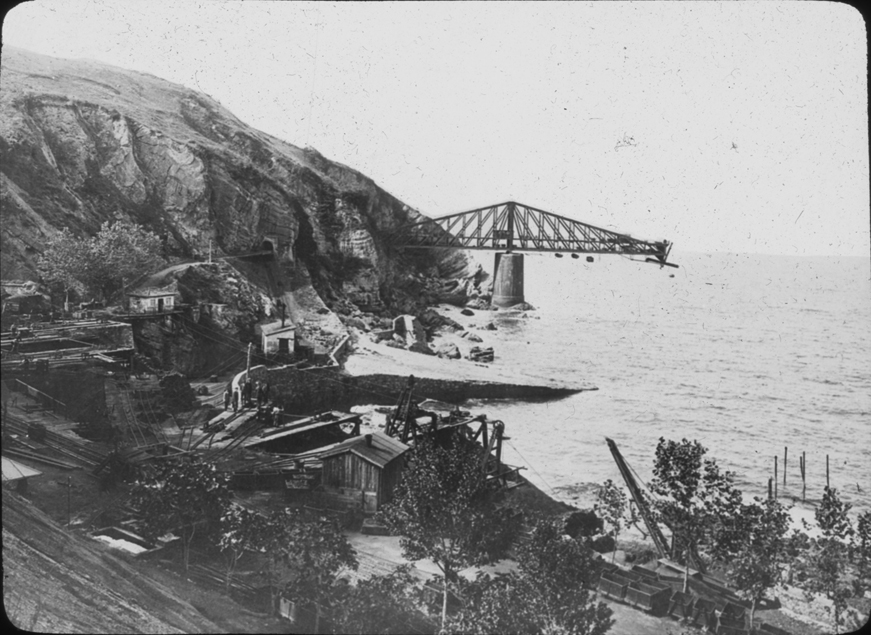 Suspension bridge under construction in the Basque Country, undated