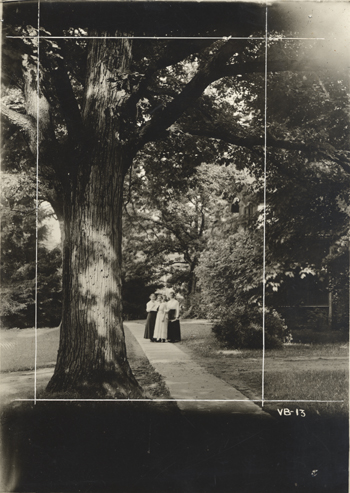 Four women on campus, ca. 1920 