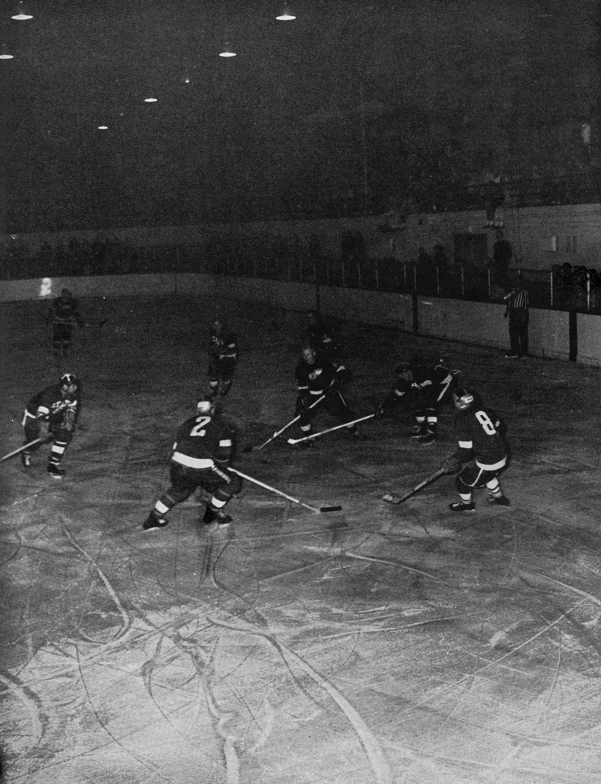 Game against Detroit Red Wings, 1958. Demonstration Hall. Game against Detroit Red Wings, 1958. Demonstration Hall.