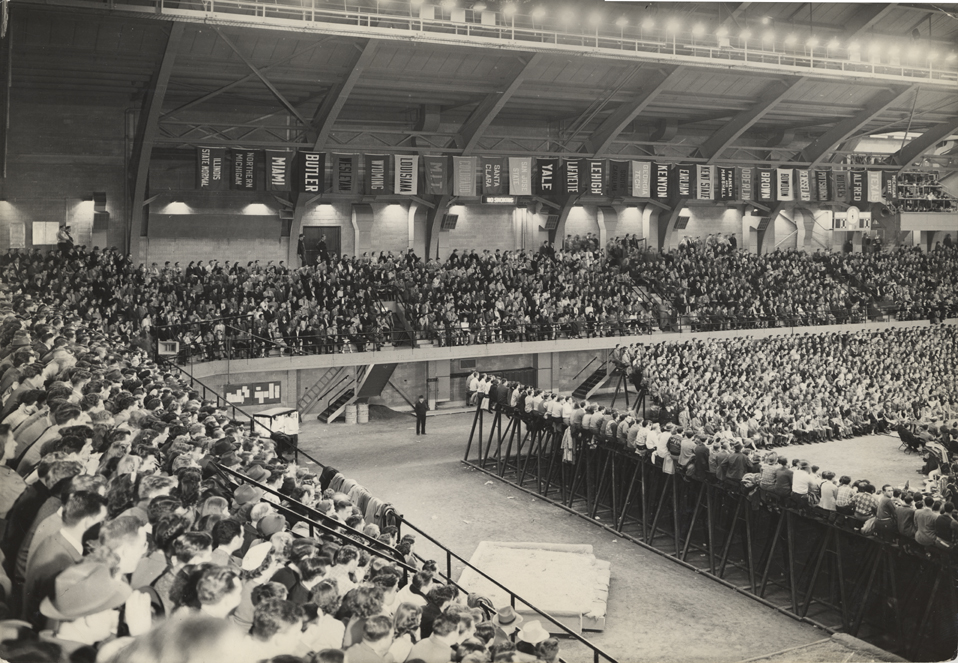 Packed crowd at Jenison Fieldhouse, date unknown