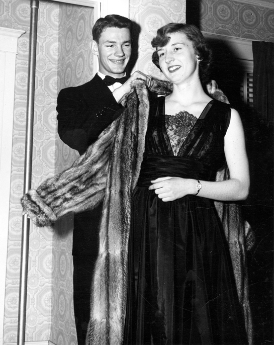 A couple at a formal dance, 1950