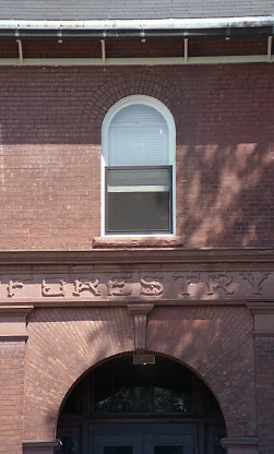 Front of Forestry Building with Sign and Window, undated