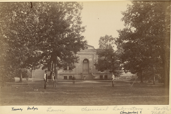 Students playing tennis, 1884
