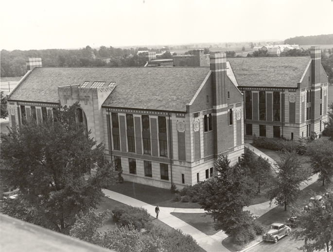 Aerial view of Kedzie Hall, date unknown