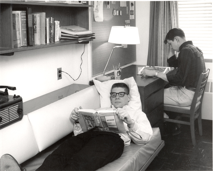 Two students in Wonders Hall, date unknown