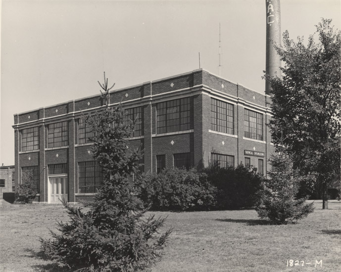 A view of the Engineering shop with the MAC stack, date unknown