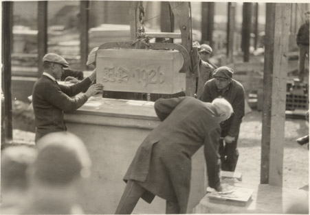 Laying the cornerstone of Kedzie Hall, 1926