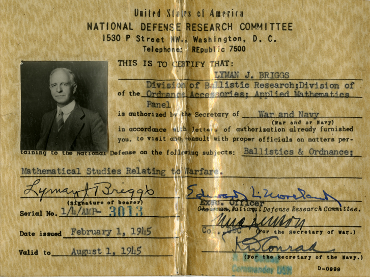 Lyman Briggs National Defense I.D.