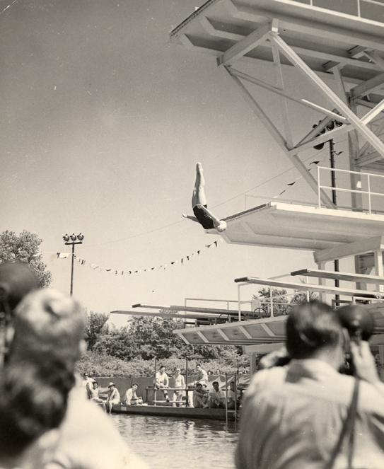 A Green Splash member dives, date unknown