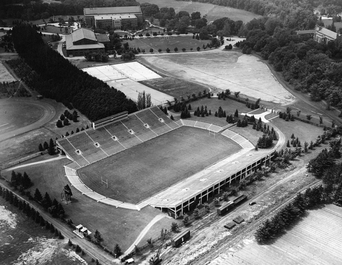 Aerial photo of Spartan Stadium, 1947