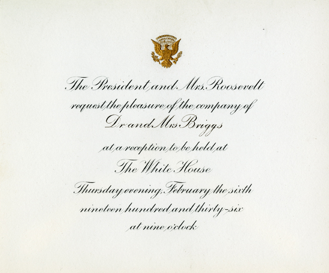 White House Dinner Invitation to Lyman L. Briggs